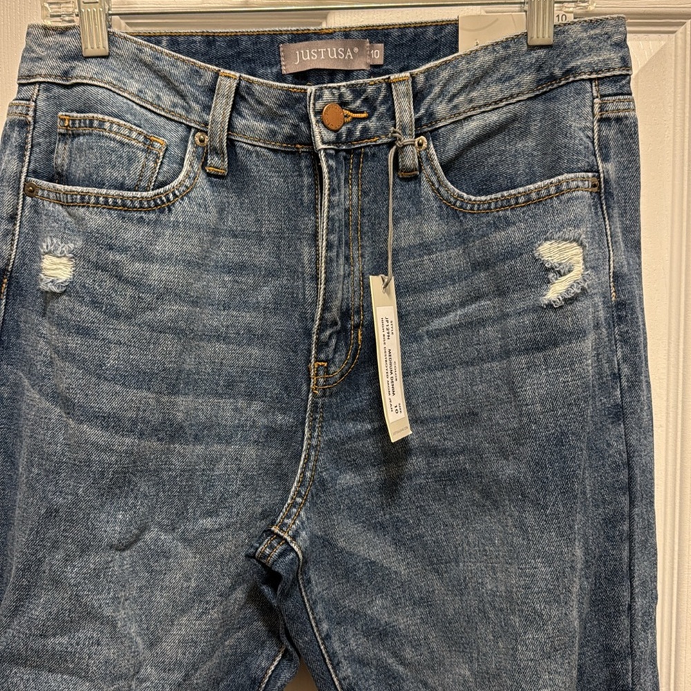 NWT Just USA Distressed Jeans High Rise Mom Jean 100 Cotton - Picture 4 of 12